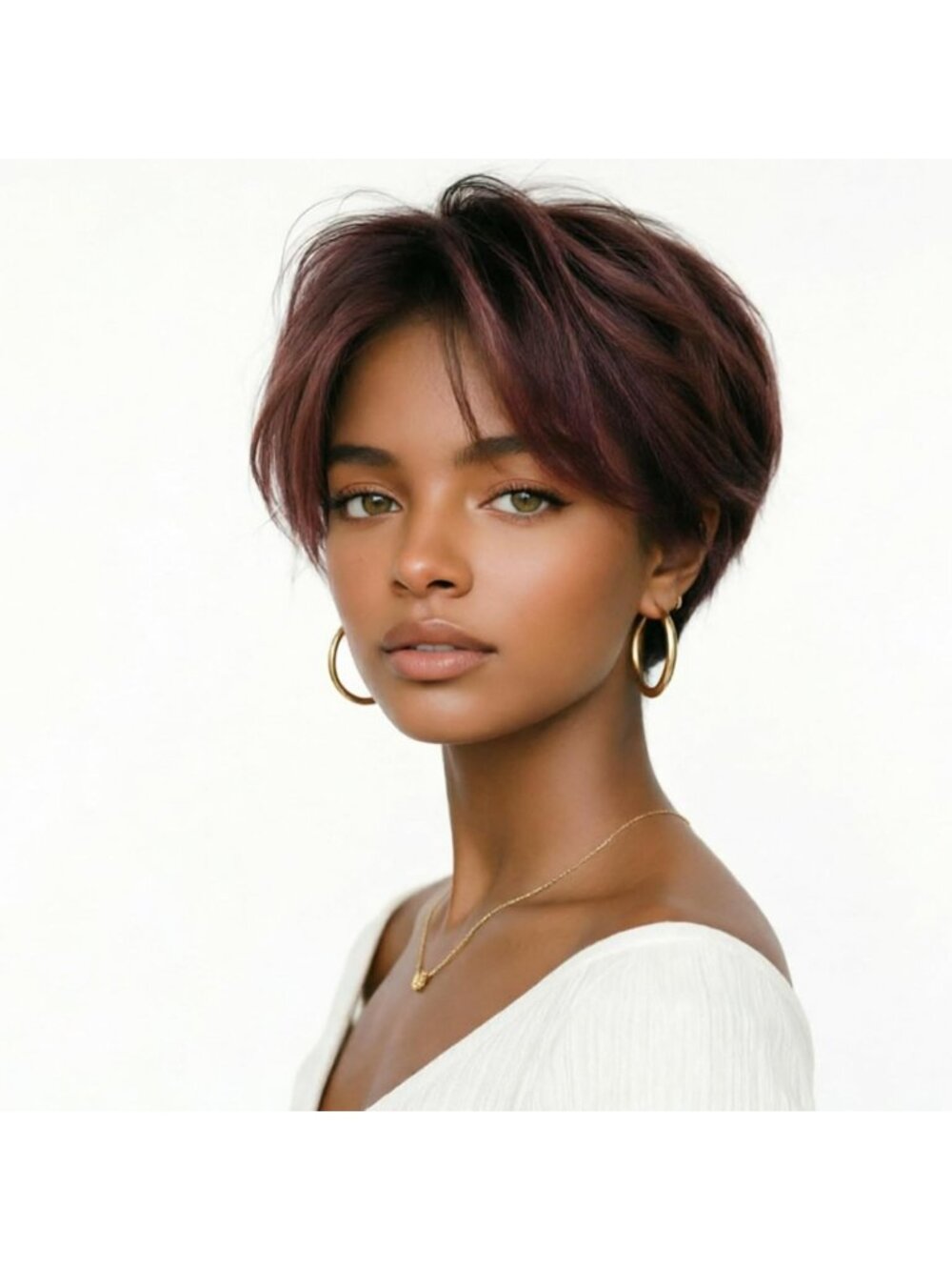 Glueless Chocolate Brown Pixie Cut Wig - Short Layered Human Hair for Women